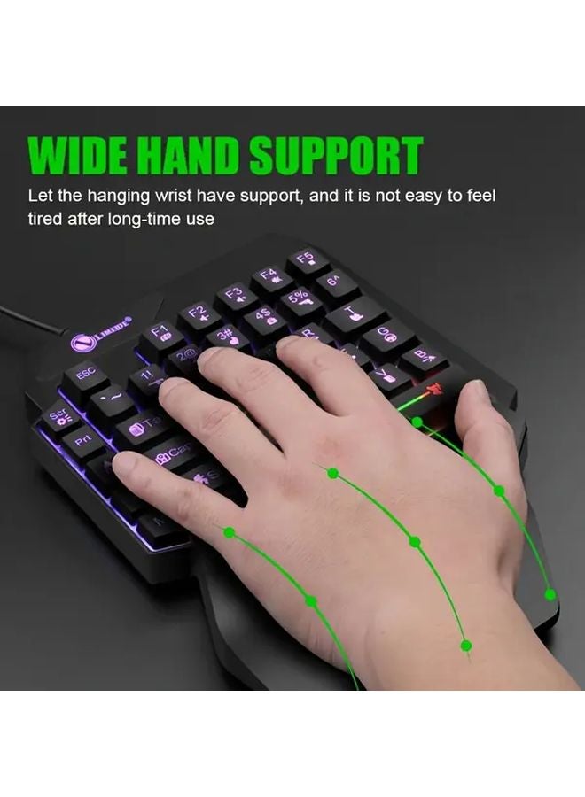 Black Single Hand Gaming Keyboard Ergonomic Portable RGB Backlit 35 Key Mini Keypad - Image 5